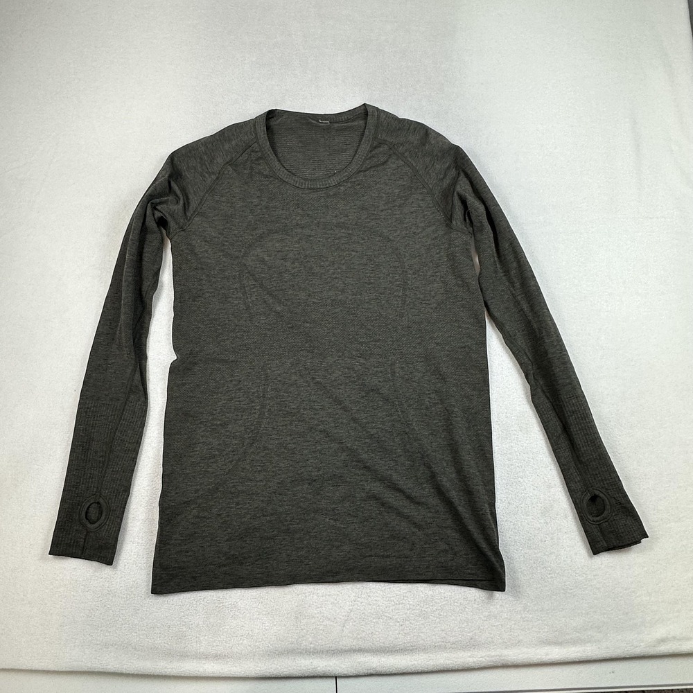 Lululemon Shirt Womens 12 Gray Seamless Long Sleeve Swiftly Tech Thumbholes Yoga